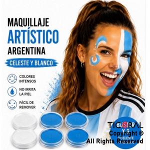 MAQUILLAJE ARTISTICO ARGENTINA CELESTE Y BLANCO (BLISTER X 6 UNIDADES - 12GR)